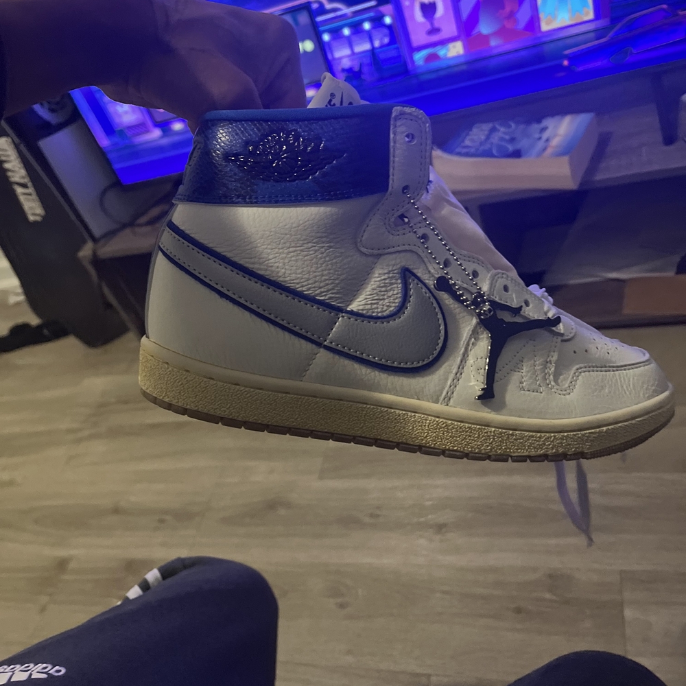 Nike White and Blue High-Top Sneakers